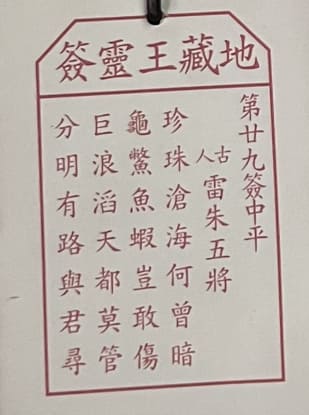 第廿九簽 中平 雷朱五將 珍珠滄海何曾暗 龜鱉魚蝦豈敢傷 巨浪滔天都莫管 分明有路與君尋